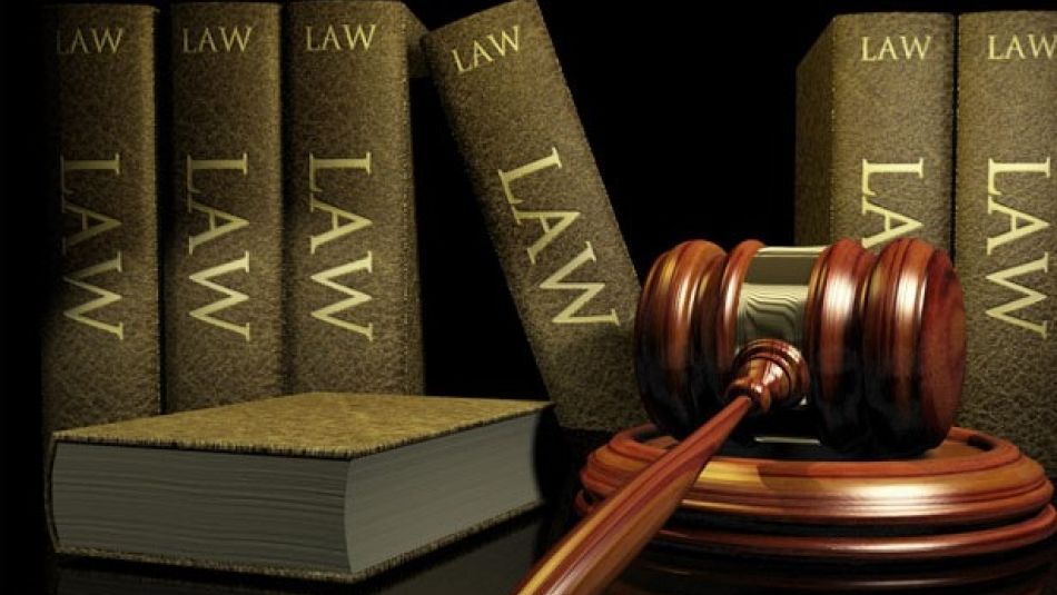 Law books and a gavel